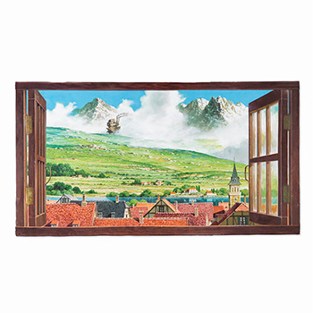 ジブリ美術館オリジナル 壁窓 「ハウルが来る町」 ｜三鷹の森ジブリ