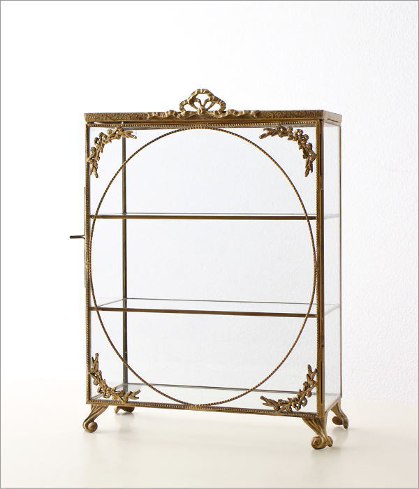 ガラスケース 真鍮 ショーケース アンティーク コレクションケース 扉