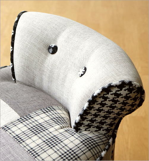 椅子 チェア モノトーン パッチワーク 布張り 木製 かわいい おしゃれ