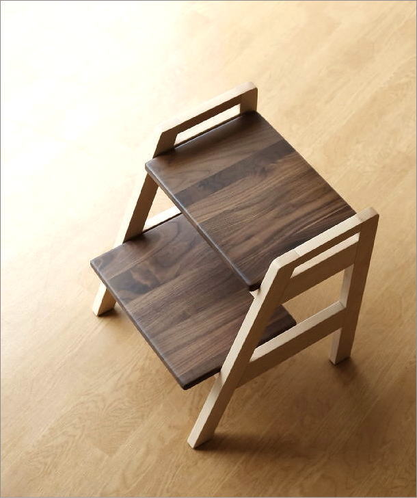 踏み台 木製 2段 スツール 椅子 天然木 ウォールナット ステップ 階段