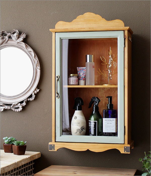 キャビネット 扉付き 木製 ガラス 収納棚 スリム 薄型 キッチン 卓上