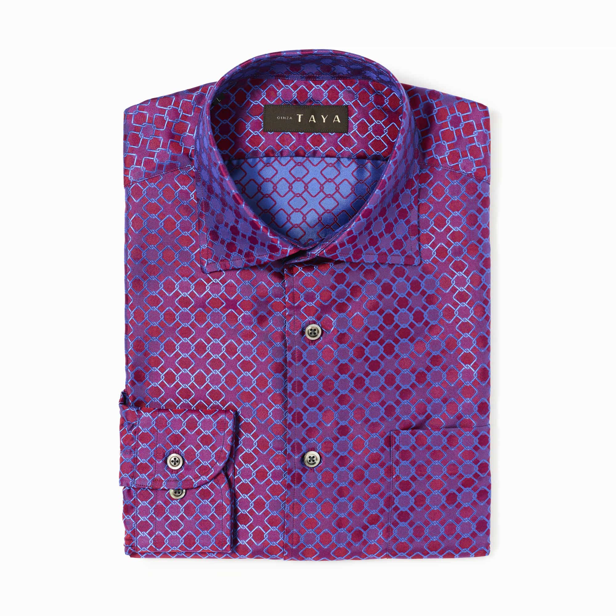 長袖 シルクシャツ/チェーンメール(M ワイン): シャツ | 銀座田屋