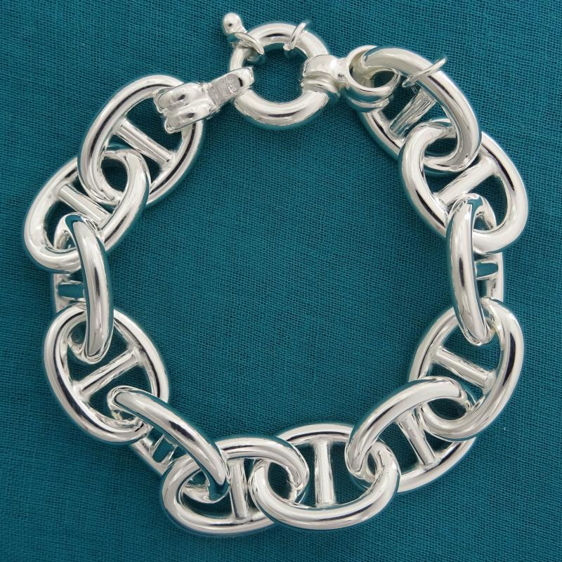 Anchor chain bracelet in solid 925 sterling silver
