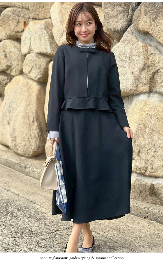 リボンジャケットスカートセットアップ【made in japan】【8a-146-03032】