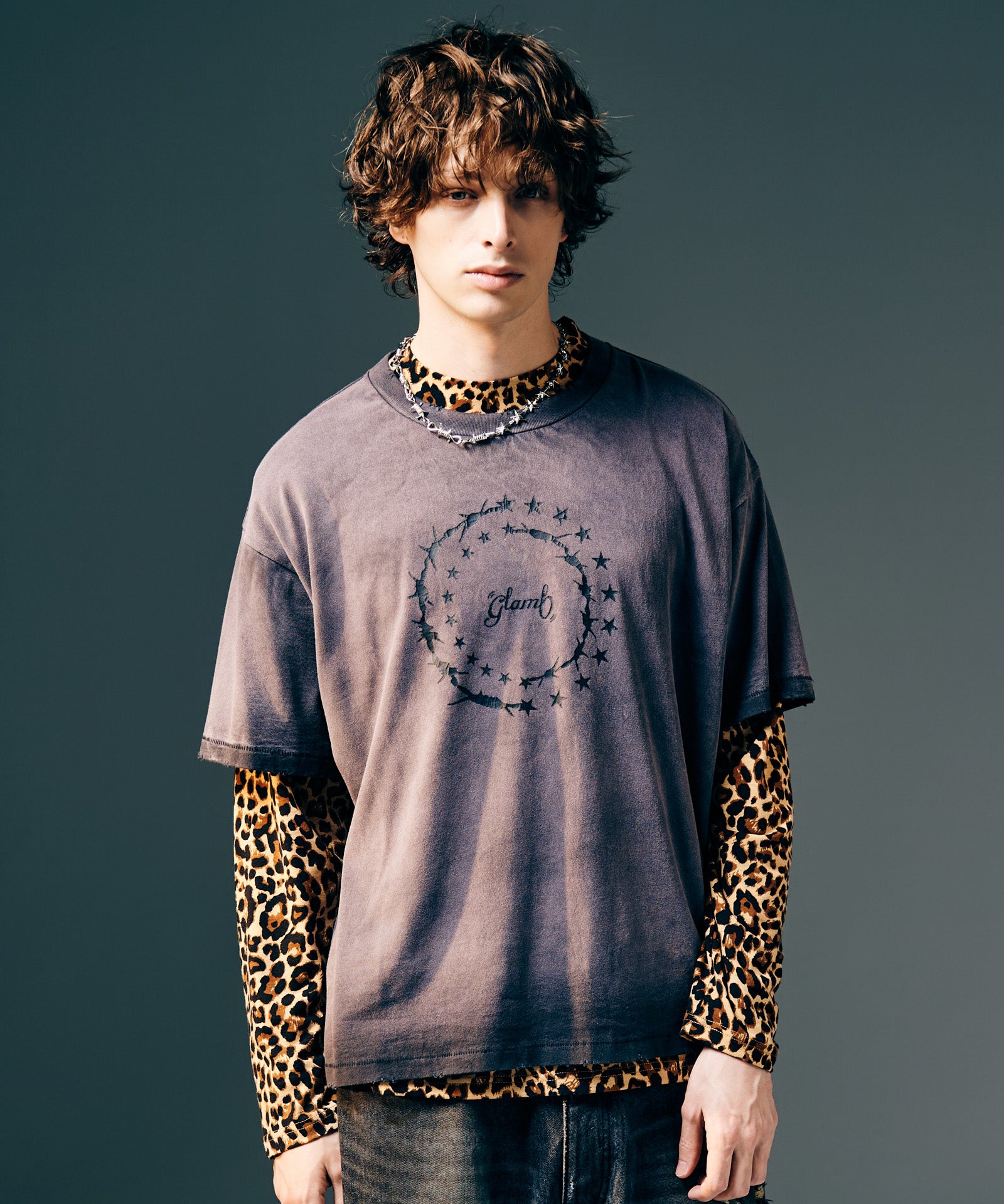 GB0425/CS07 : Leopard Mock Neck Cutsew / レオパードモックネック