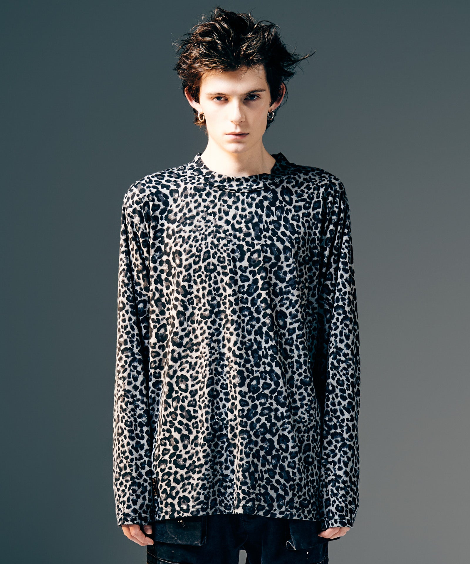 GB0425/CS07 : Leopard Mock Neck Cutsew / レオパードモックネック
