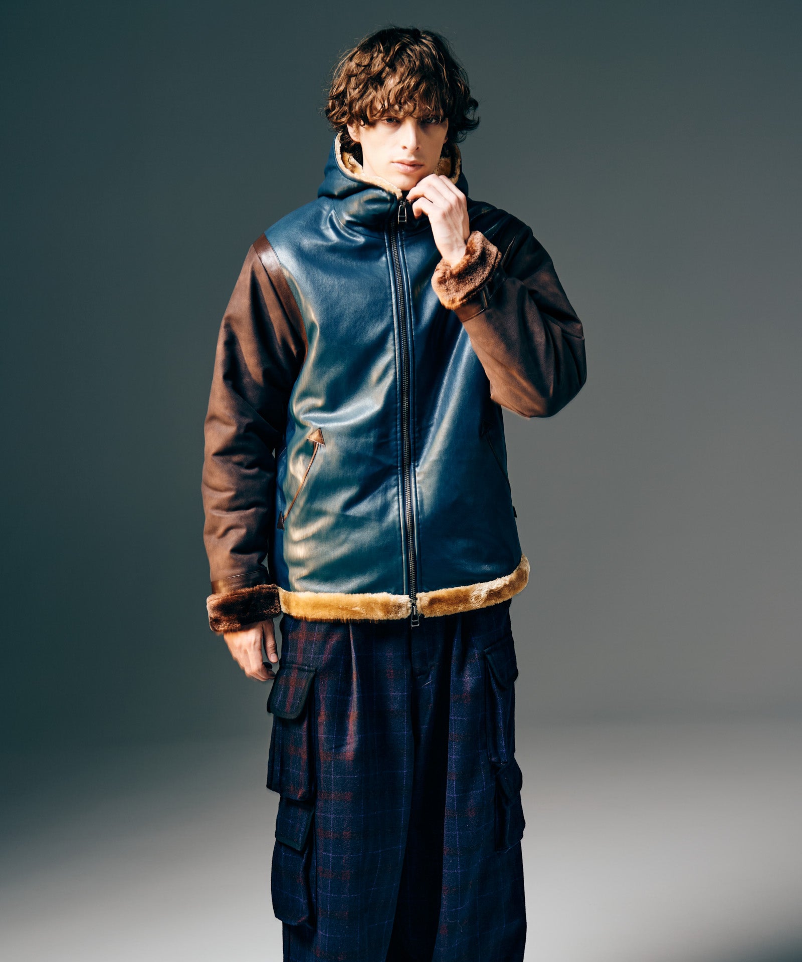 GB0425/JKT06 : Synth Mouton Hooded Jacket / シンセムートン