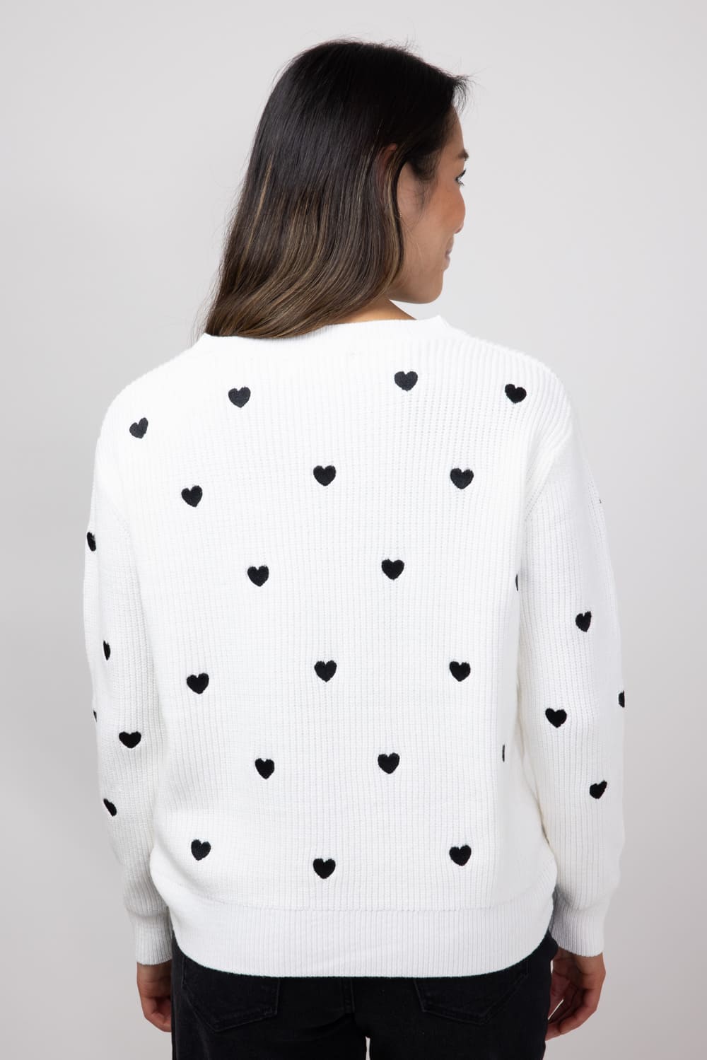 Miracle Heart Sweater for Women in Ivory/Black | W8009-IVORYBLACK