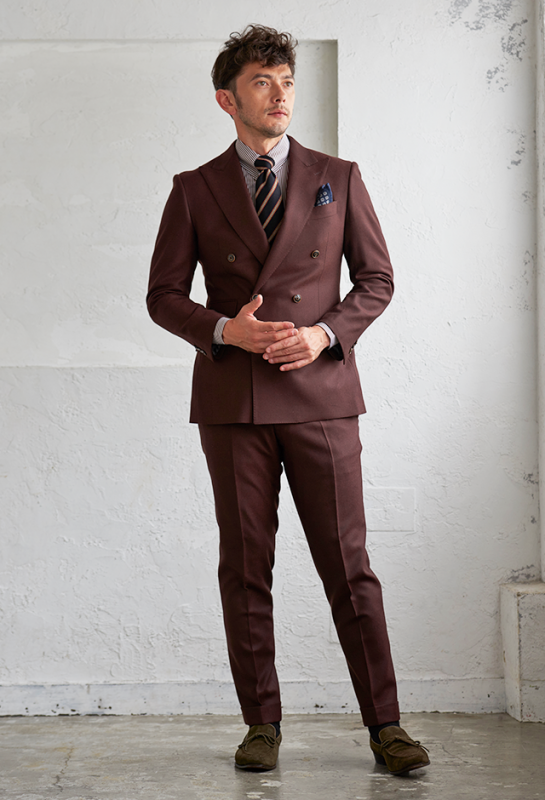 レッドスーツ・無地のコーディネート（Savile Clifford）｜X1124-10360