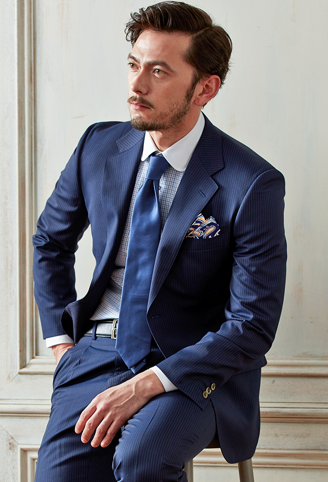 ブルースーツ・ストライプのコーディネート（CANONICO）｜487-2184-3