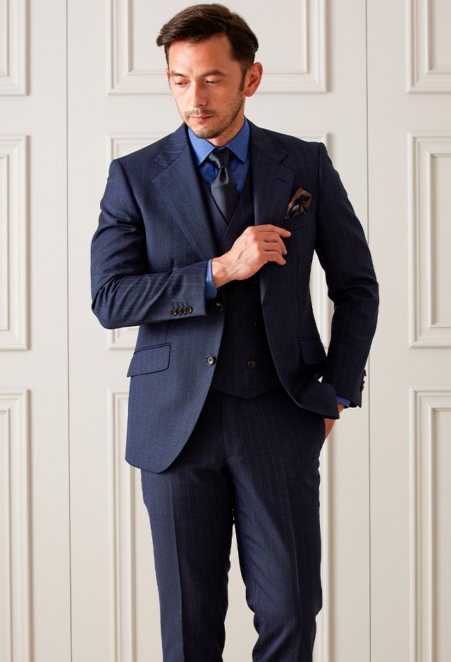 ネイビースーツ・ストライプのコーディネート（CANONICO）｜56-313-3
