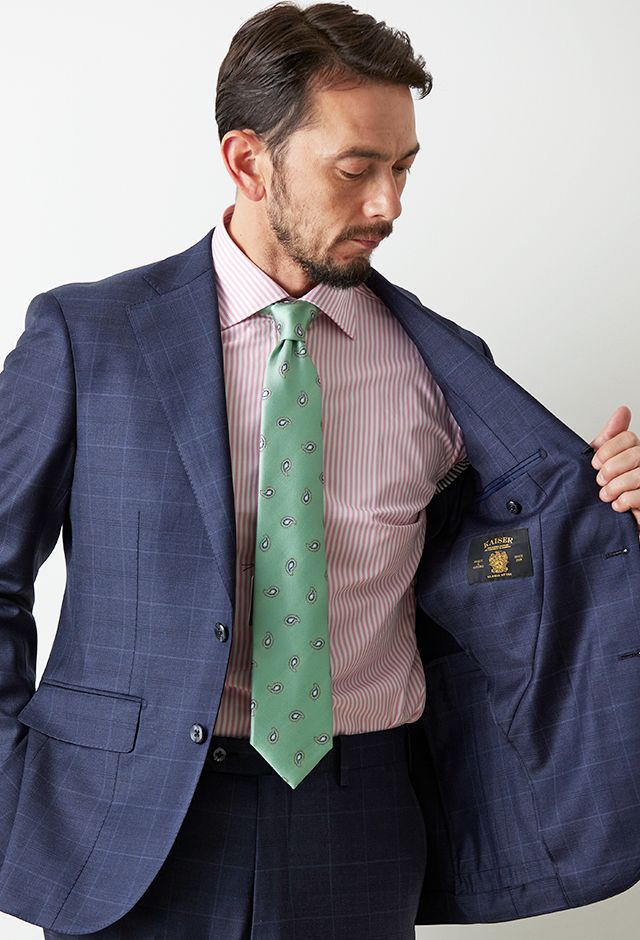 ネイビースーツ・チェックのコーディネート（REDA）｜3-46834-2