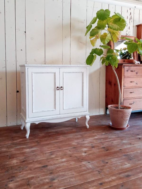 フランスアンティークベッドサイドチェストミニチェストW600ホワイト