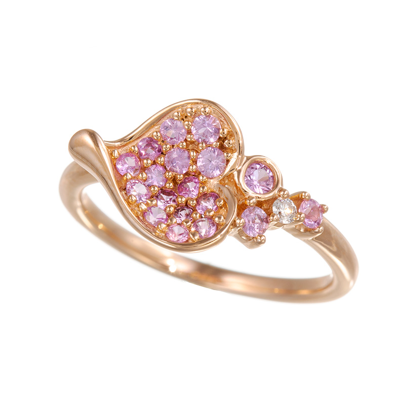 GSTV K18PG ピンクサファイア ダイヤ ペタル リング PS 約0.40ct D 約