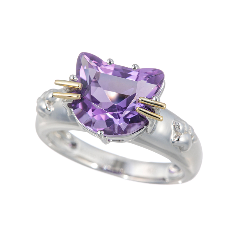 GSTV パラジウムシルバー950/K18YG アメシスト Miagolare リング AM 約