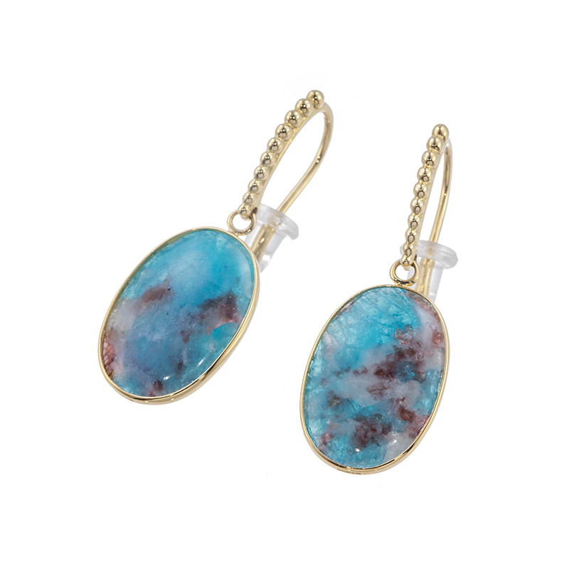 GSTV K18YG ブラジル産パライバトルマリン(母岩付き) ピアス PRT 約6.00ct