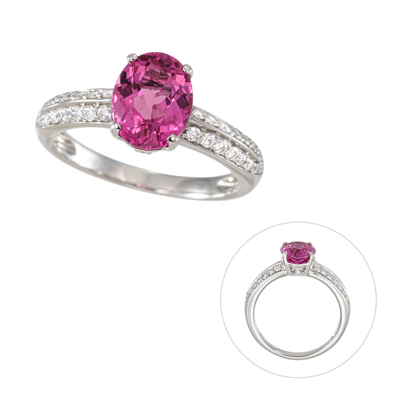 GSTV PT950 ピンクトルマリン ダイヤ リング T 1.80ct D 0.28ct
