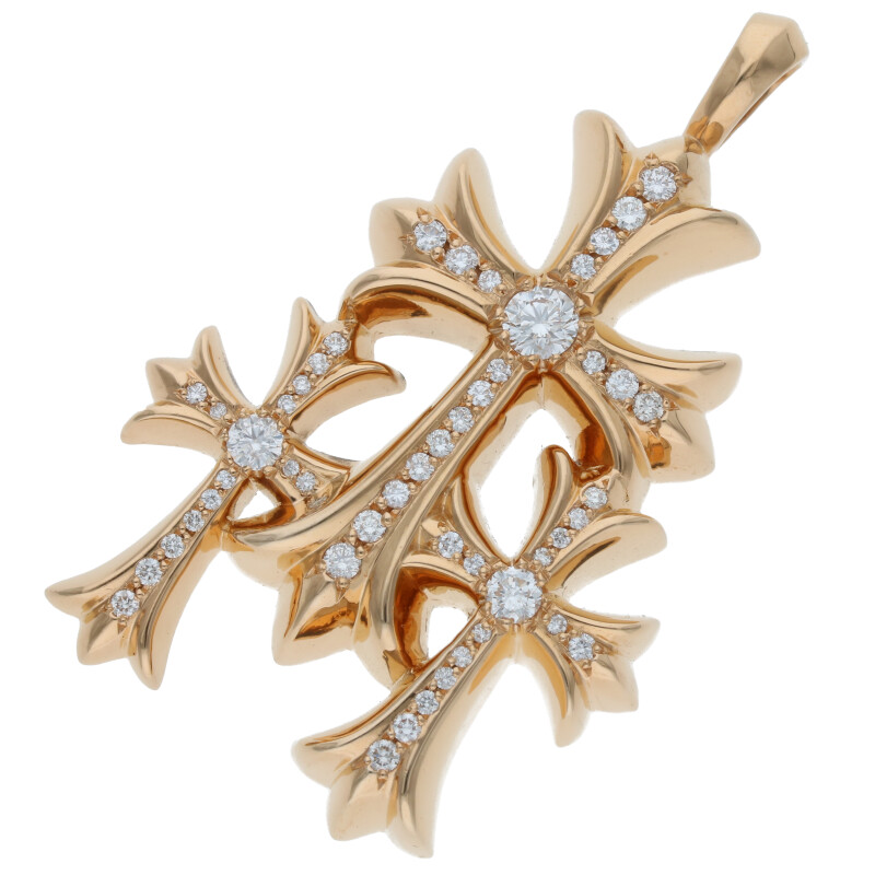 クロムハーツ CHROME HEARTS 22K 3 CH CRS SML P DMND トリプルCH