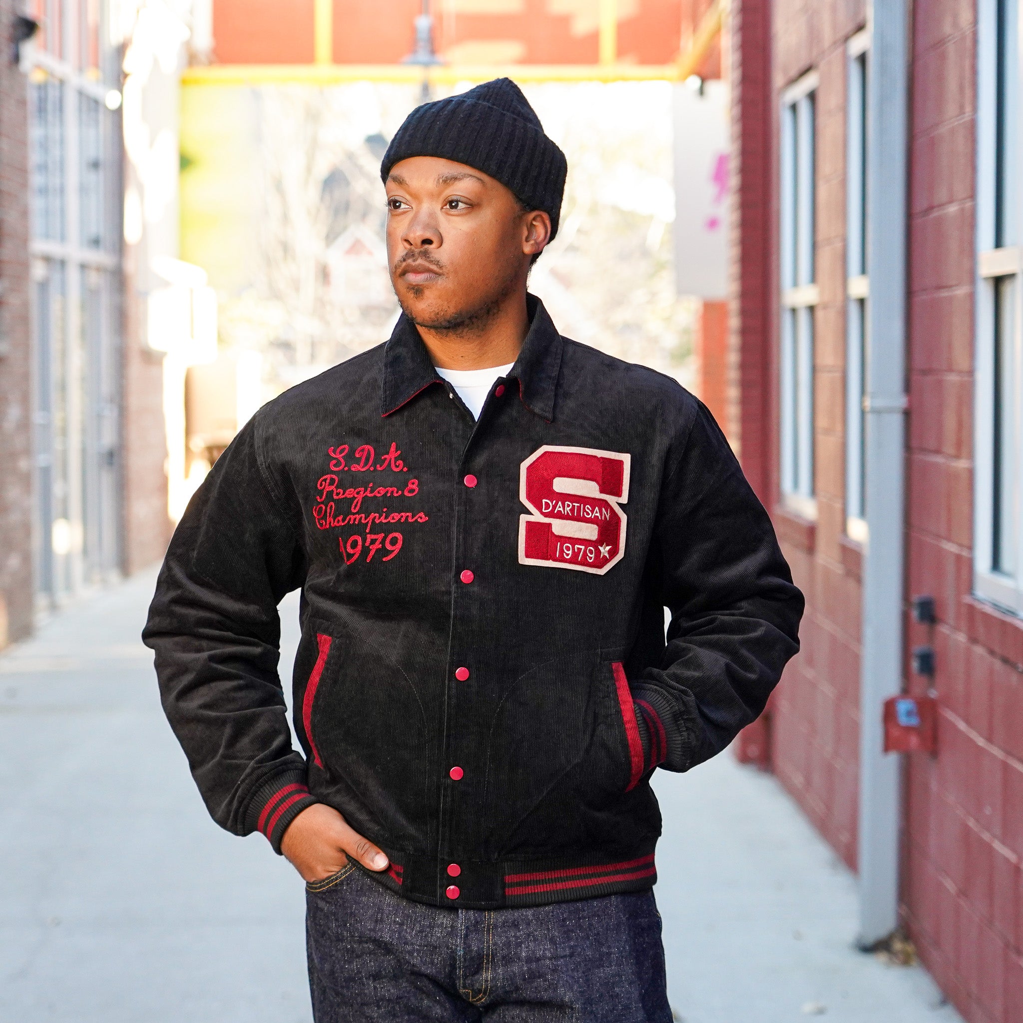 Studio D'Artisan 4626 Corduroy Stadium Jacket - Black – Guilty Party