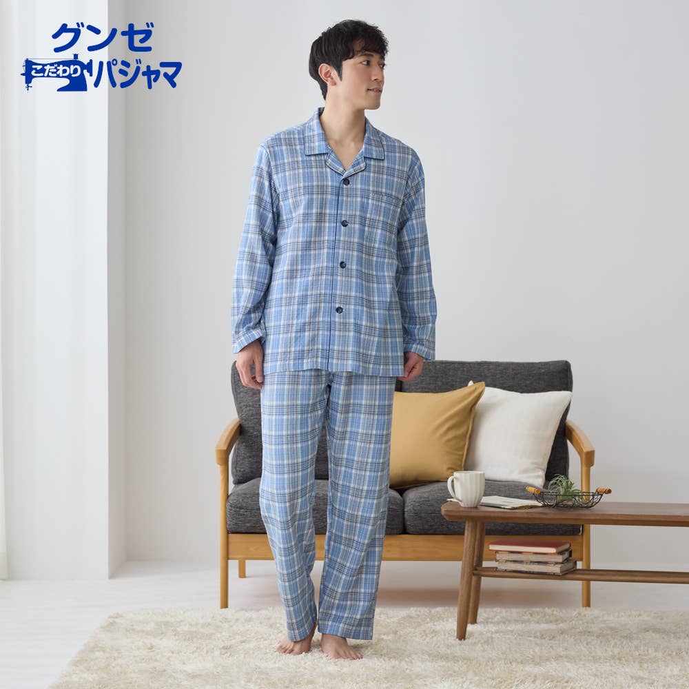 肩ももW保温 パジャマ ソフトキルト 長袖長パンツ SG4214 :メンズ