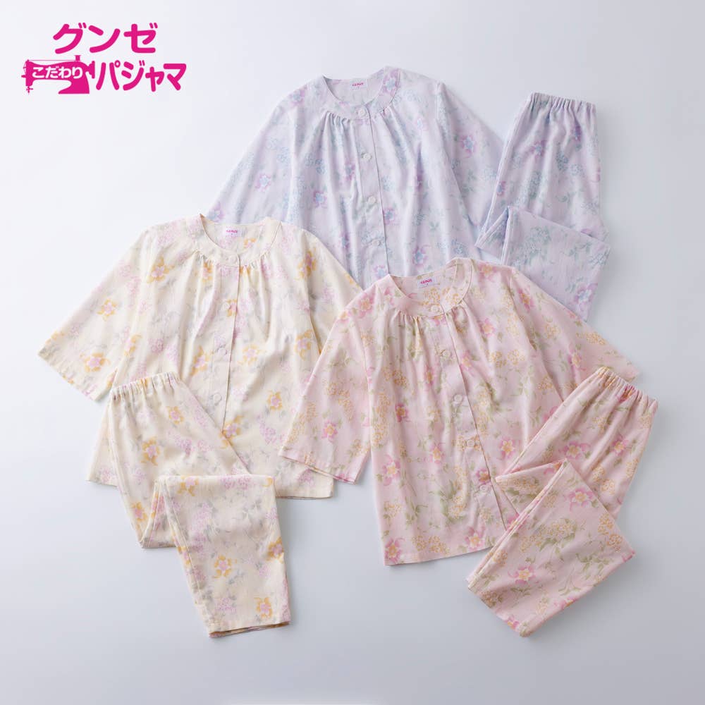 綿100％ 楊柳 パジャマ 7分袖長パンツ TP3064W :レディース パジャマ