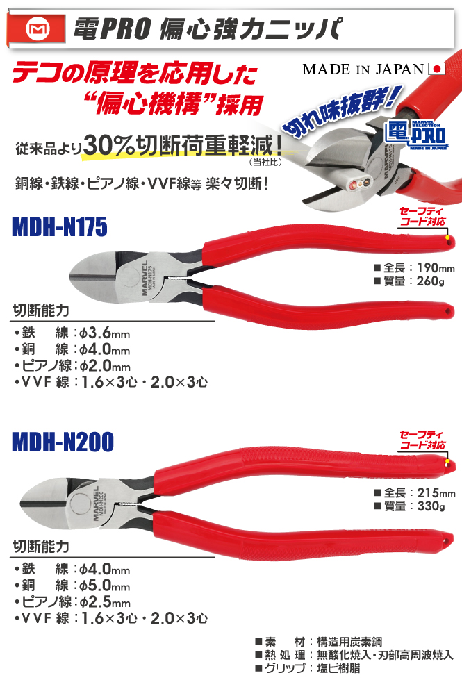 MDH-N200 電PRO偏心強力ニッパ｜電設工具のメーカー。（株）マーベルの