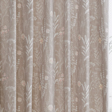 アメリカン カントリー】素朴な草花柄プリントのドレープカーテン【RZ