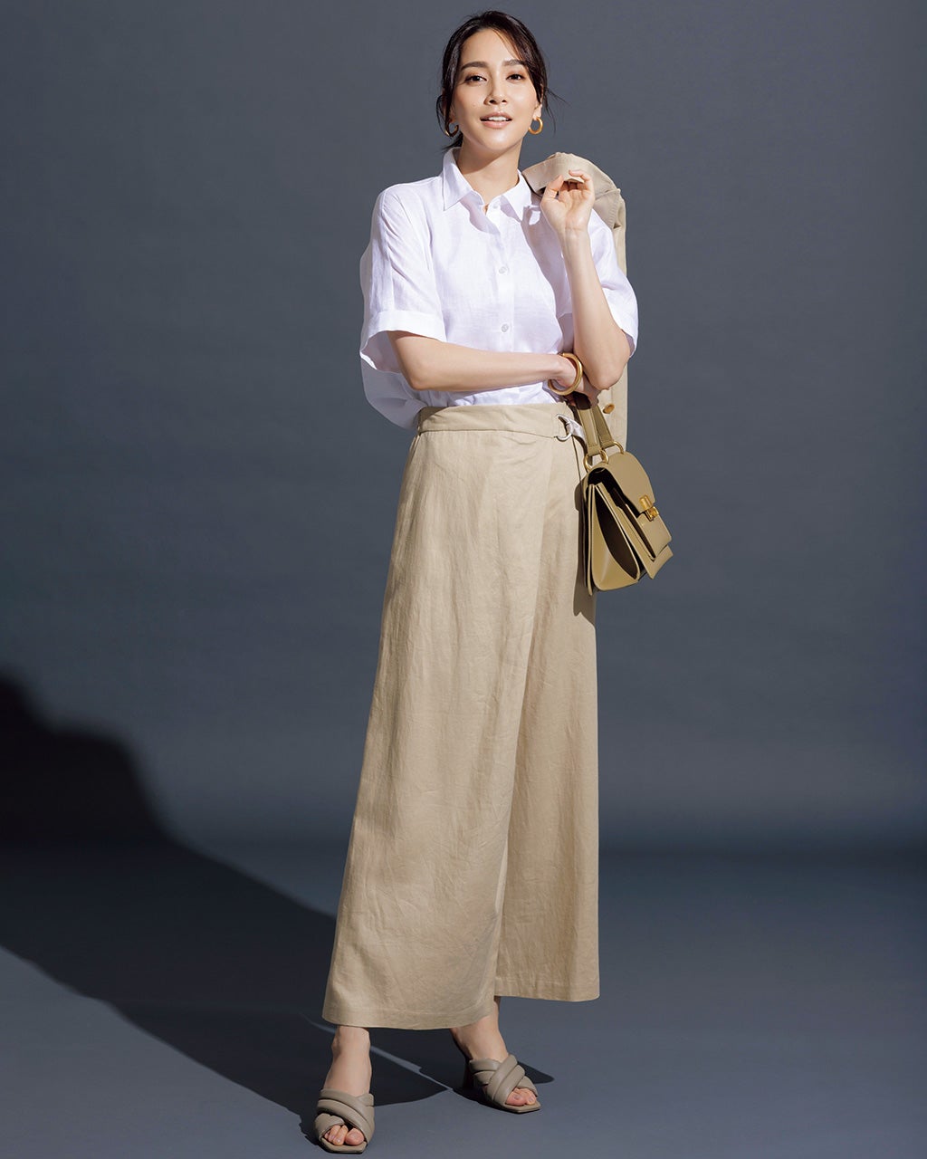 リネン混・ラップ風ワイドパンツ/DoCLASSE