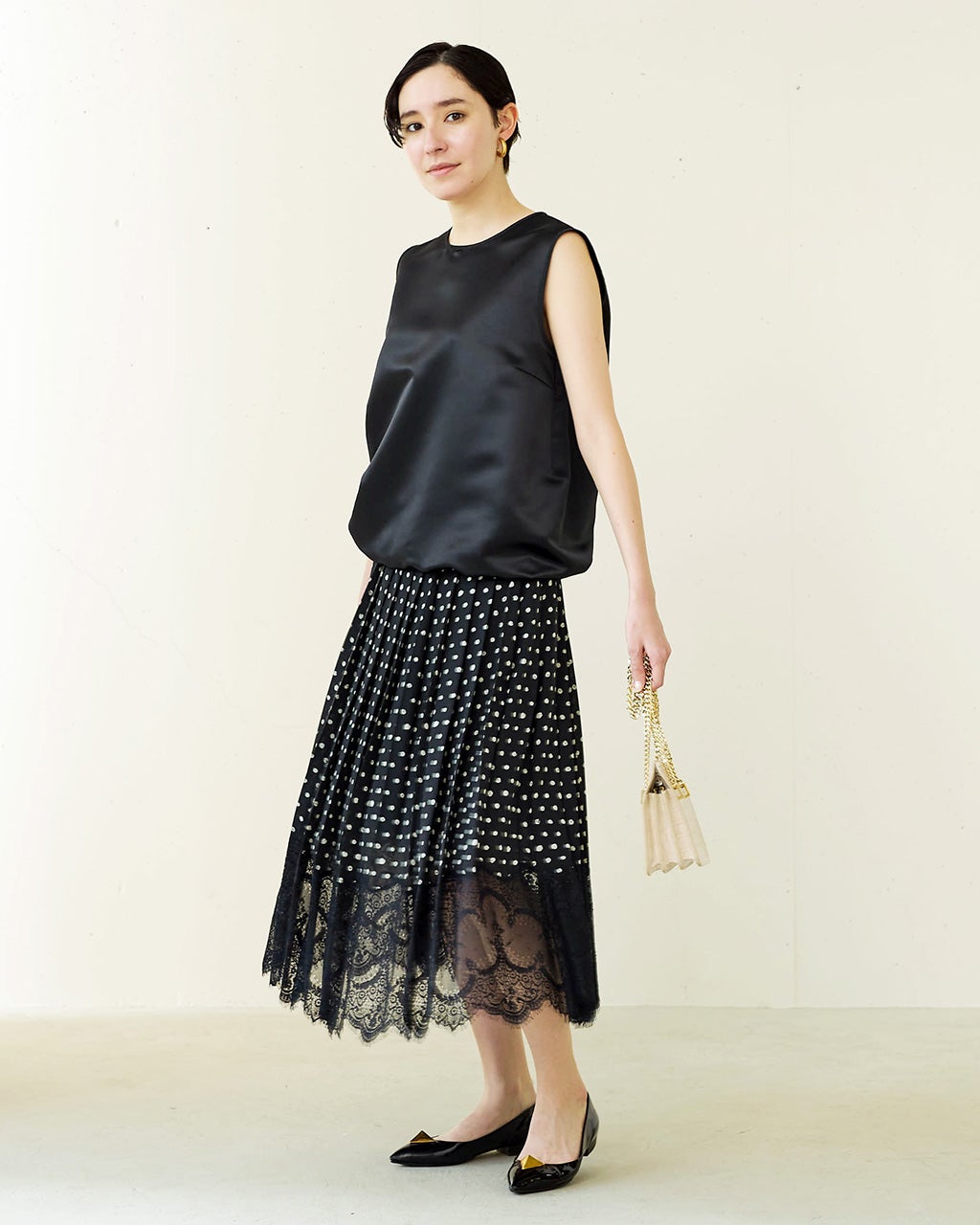 ポルカドット・ジョーゼットスカート/DoCLASSE
