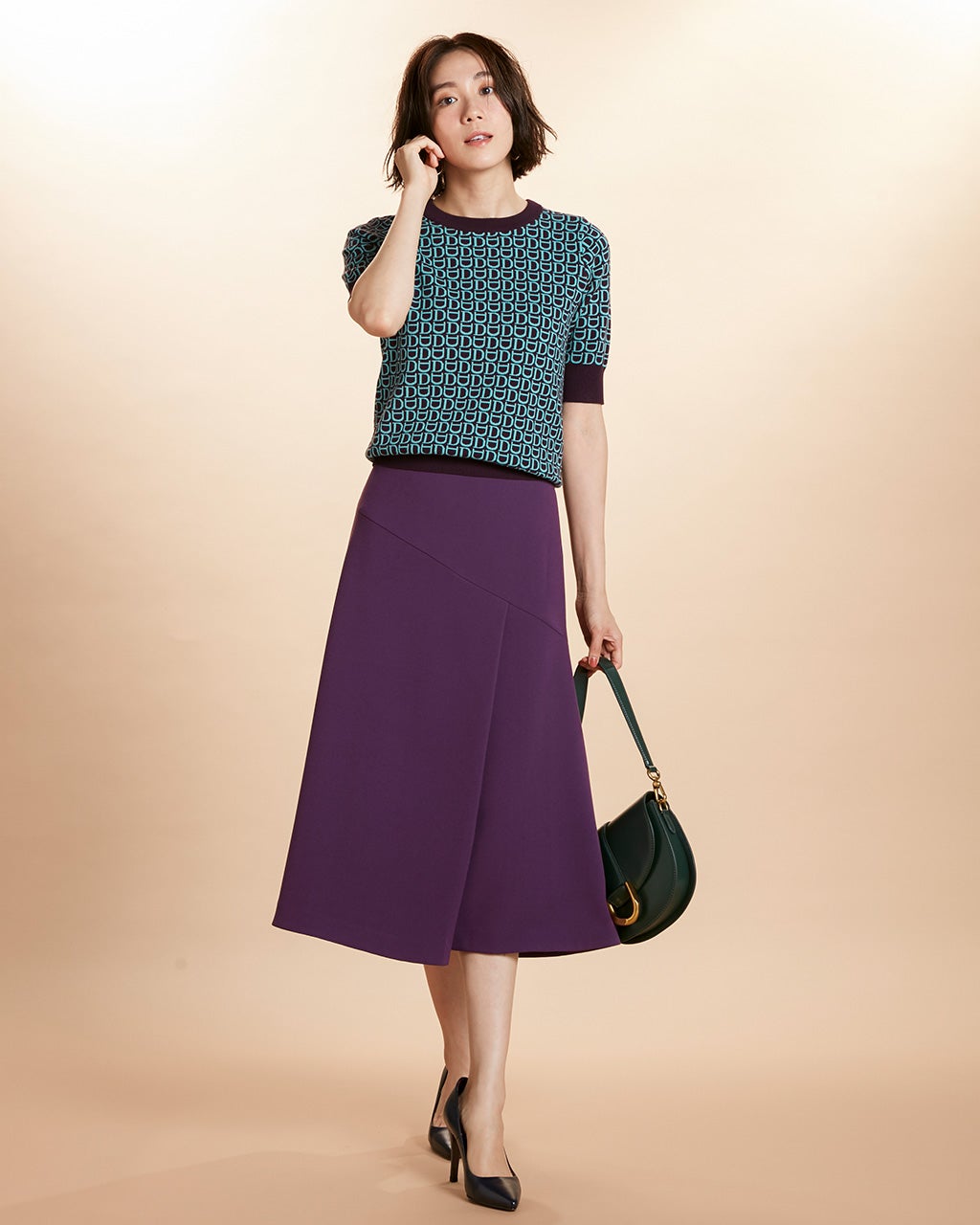 カルゼダブルクロス・アシメ切替スカート/DoCLASSE