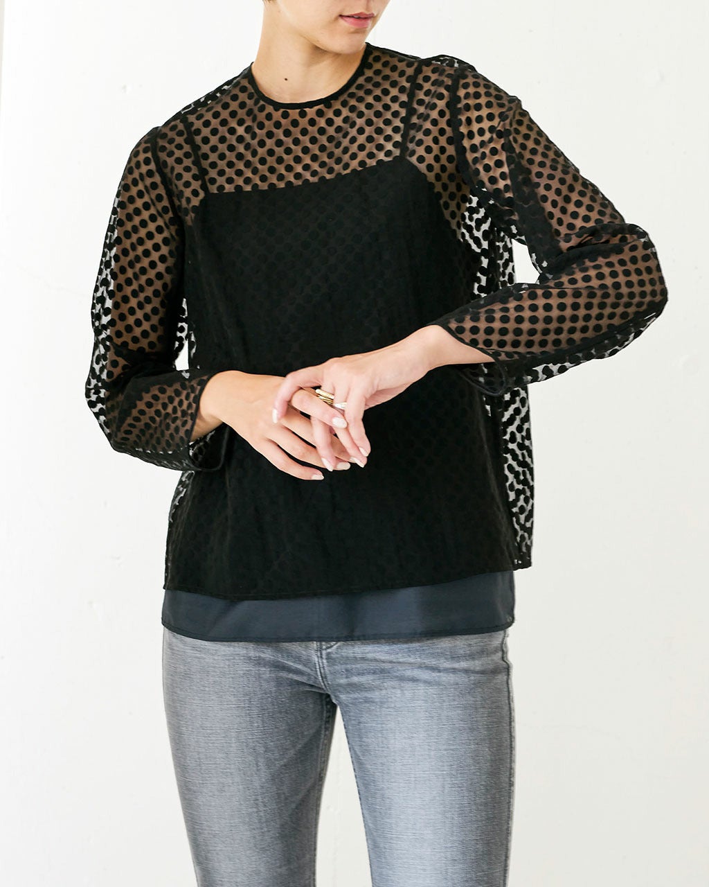 オパールドット・シアーブラウス/DoCLASSE