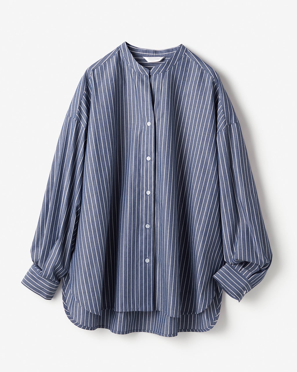 nagonstans ブルーストライプ シャツ バンドカラー M 23ss ストライプ