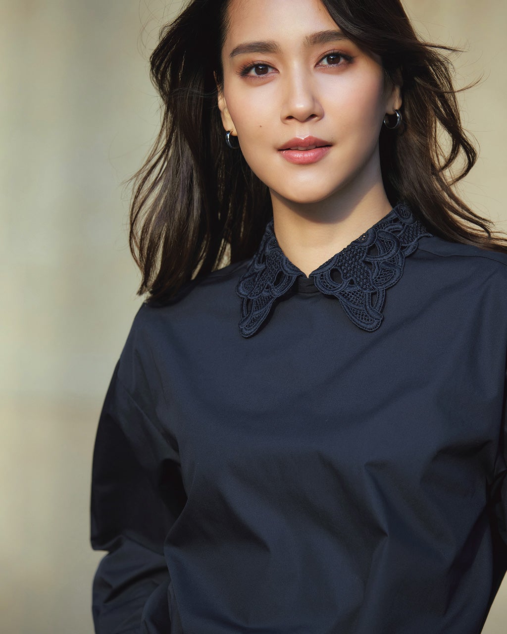 高密度コットン・レース衿2WAYブラウス/DoCLASSE