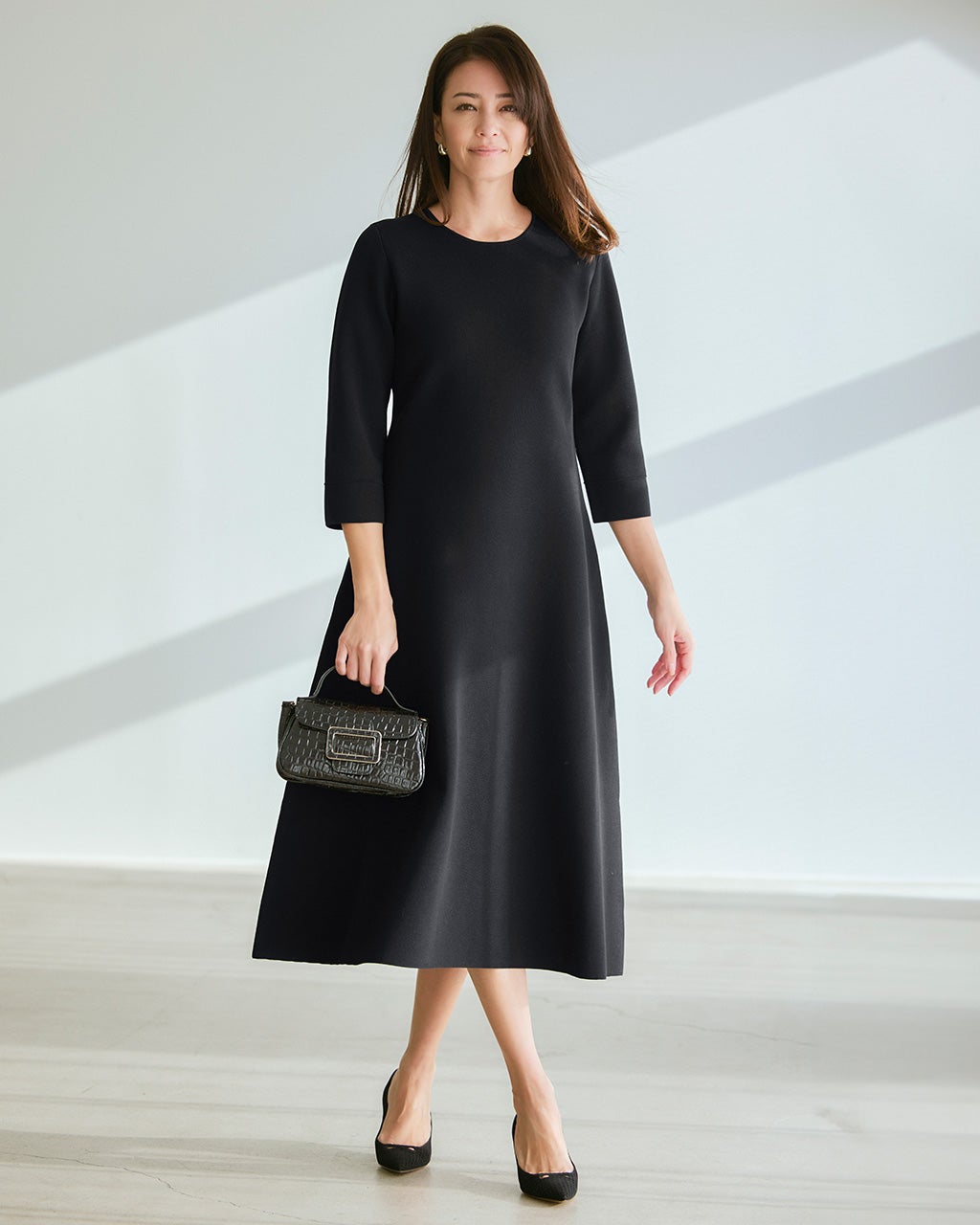 ミラノリブ・フィット＆フレアワンピース/DoCLASSE