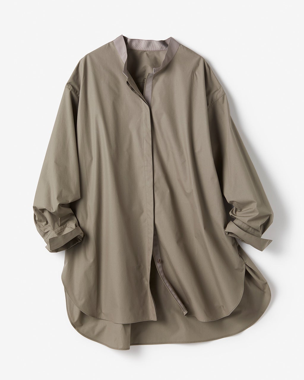 グログラン使い・スタンドカラーロングシャツ/DoCLASSE