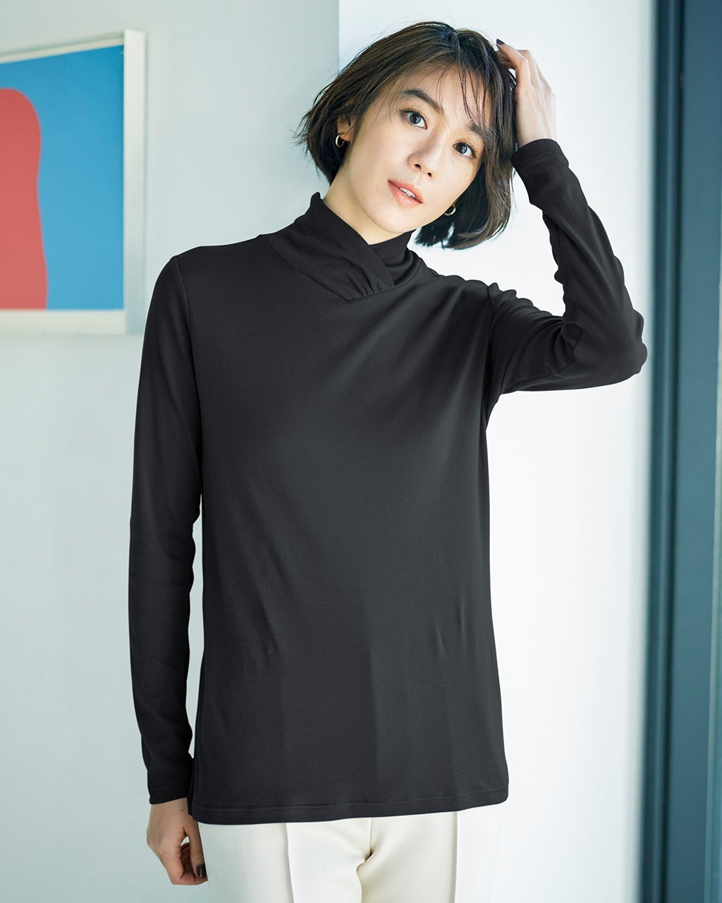 コットンガーゼ・クロスハイネック/DoCLASSE