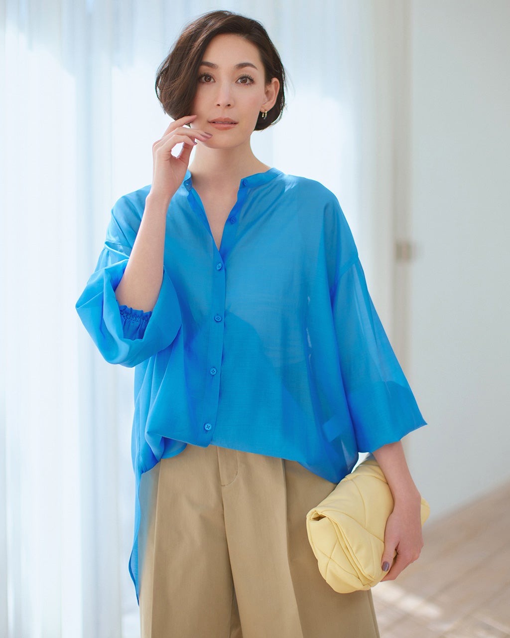 2WAYデザイン・シアーシャツブラウス/DoCLASSE