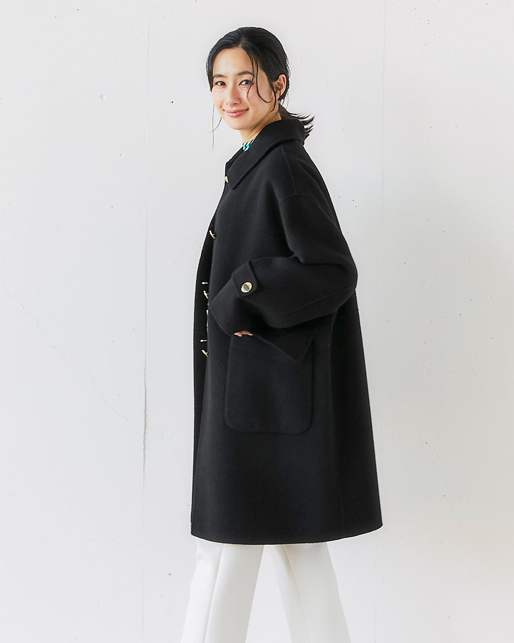 カシミヤ混ウールリバー・2WAYミドルコート/DoCLASSE