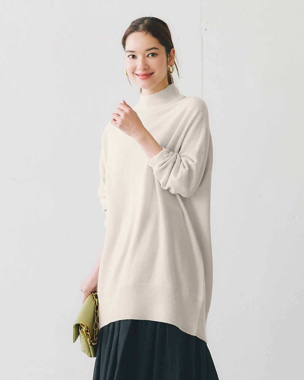 ウールカシミヤ・ハイネックチュニック/DoCLASSE