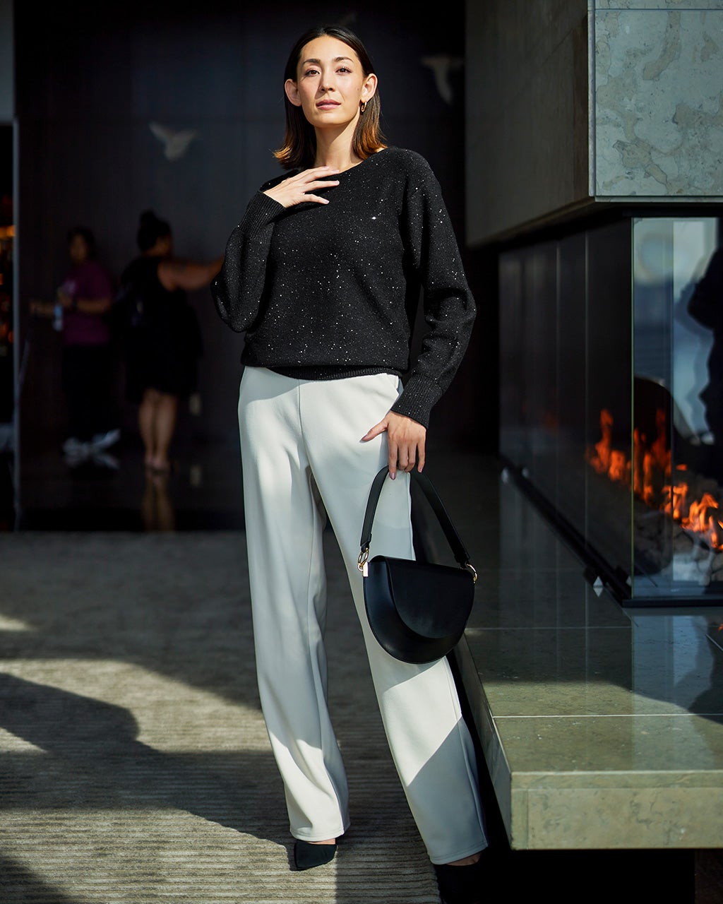 ウール混・スパンコールラメセーター/DoCLASSE