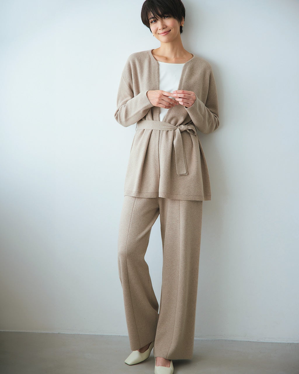 カシミヤ混ニット・ハーフミラノパンツ/DoCLASSE