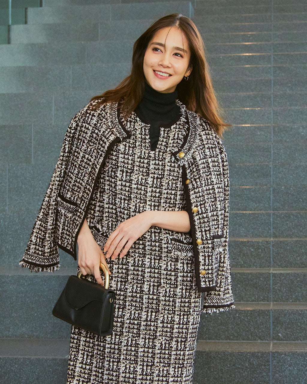 ツイーディニット・フリンジジャケット/DoCLASSE