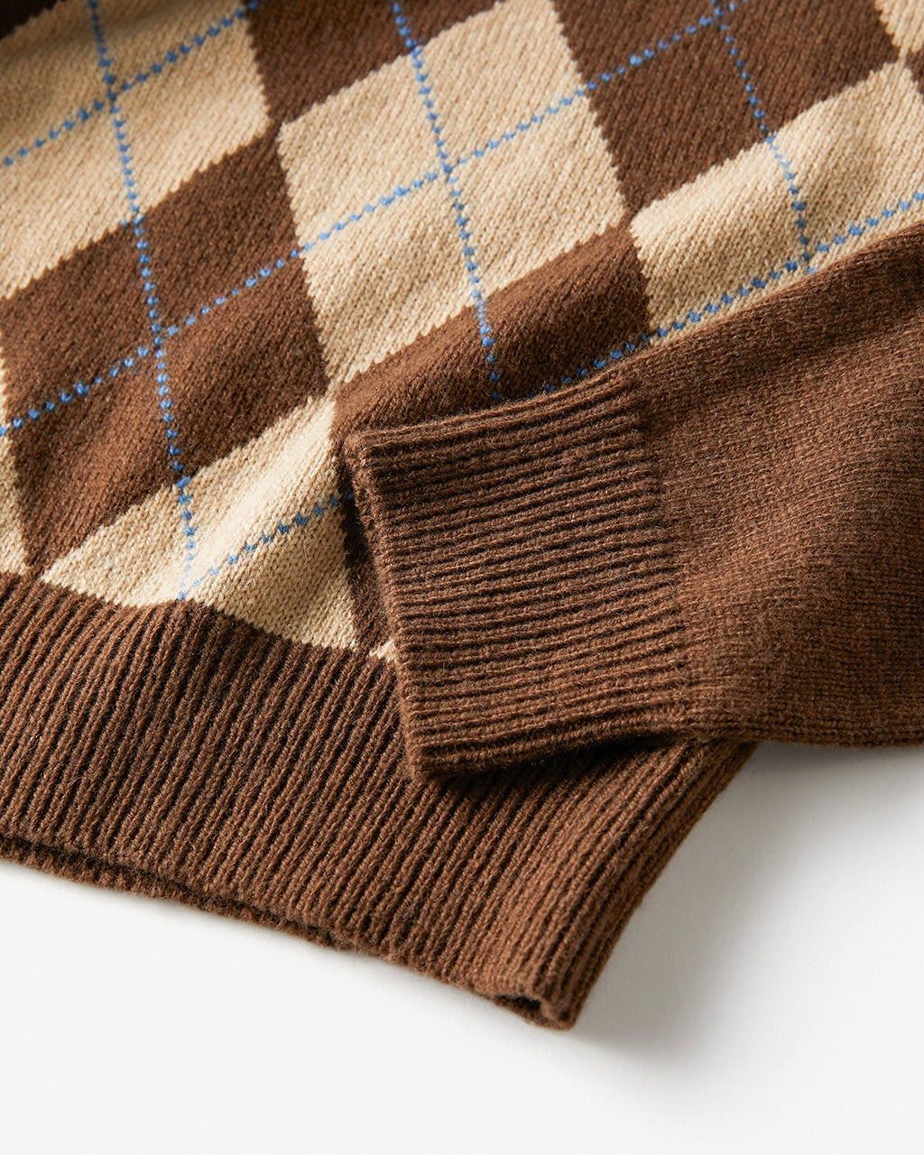 アーガイル柄ハーフジップニット/DoCLASSE