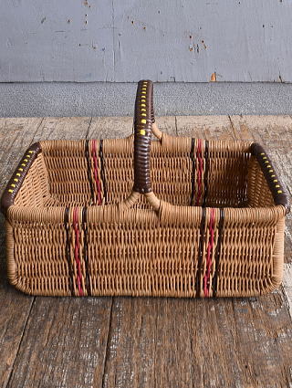 イギリス アンティーク バスケット 籐かご ガーデニング 12694