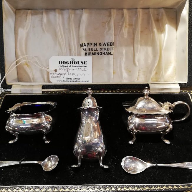 The Dog House Antiques - Maplin & Webb HM Silver Condiment Set.