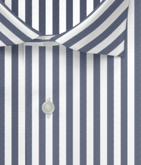 SOLOTEX】ネイビー ブロード ストライプ ドレスシャツ | 土井縫工所