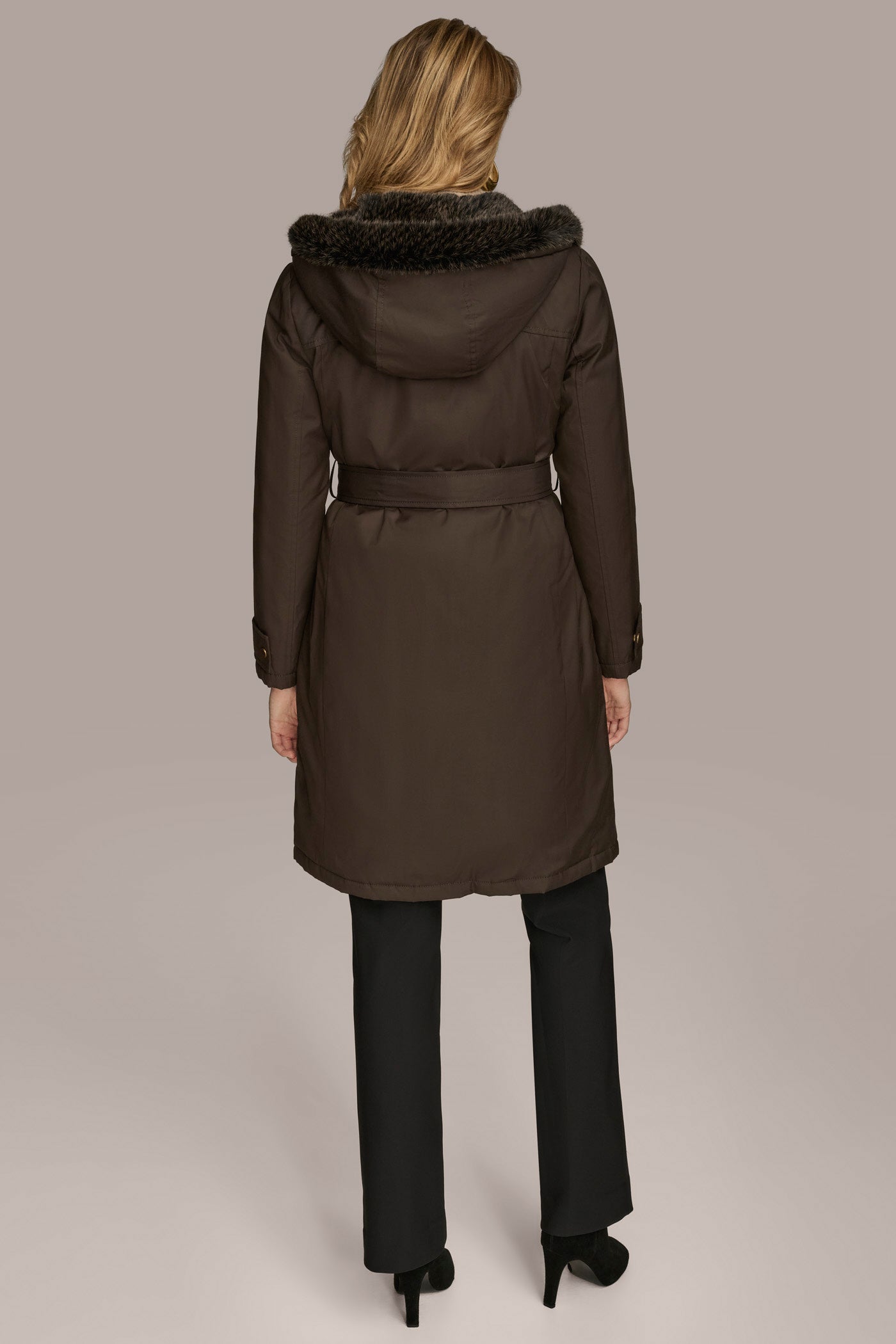 Faux Fur Trim Lined Rain Coat | Rain | Donna Karan