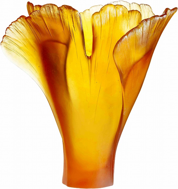 ドームクリスタル：daum|花瓶 イチョウ（アンバー） L