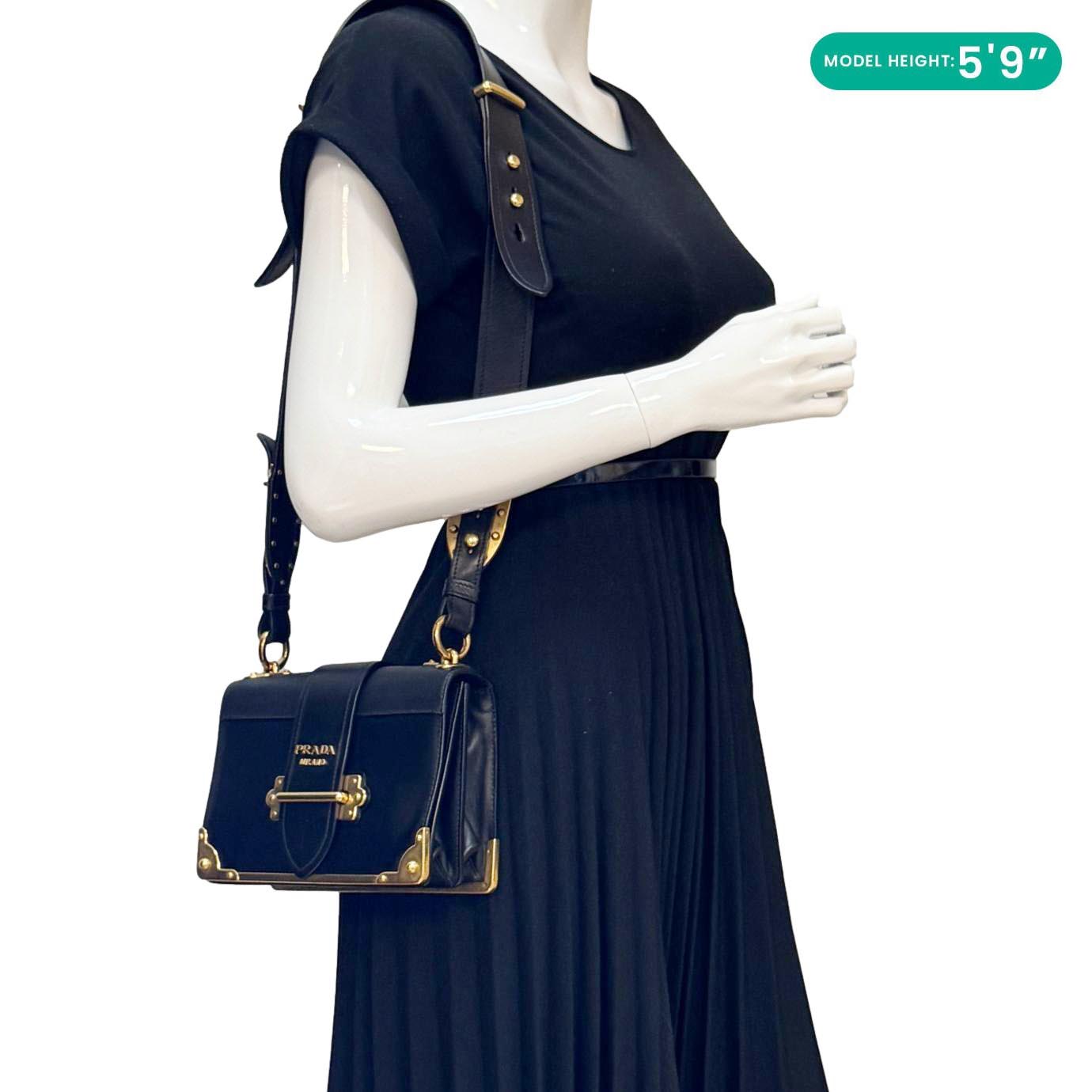 Prada Cahier City Black Calfskin Leather Crossbody Bag