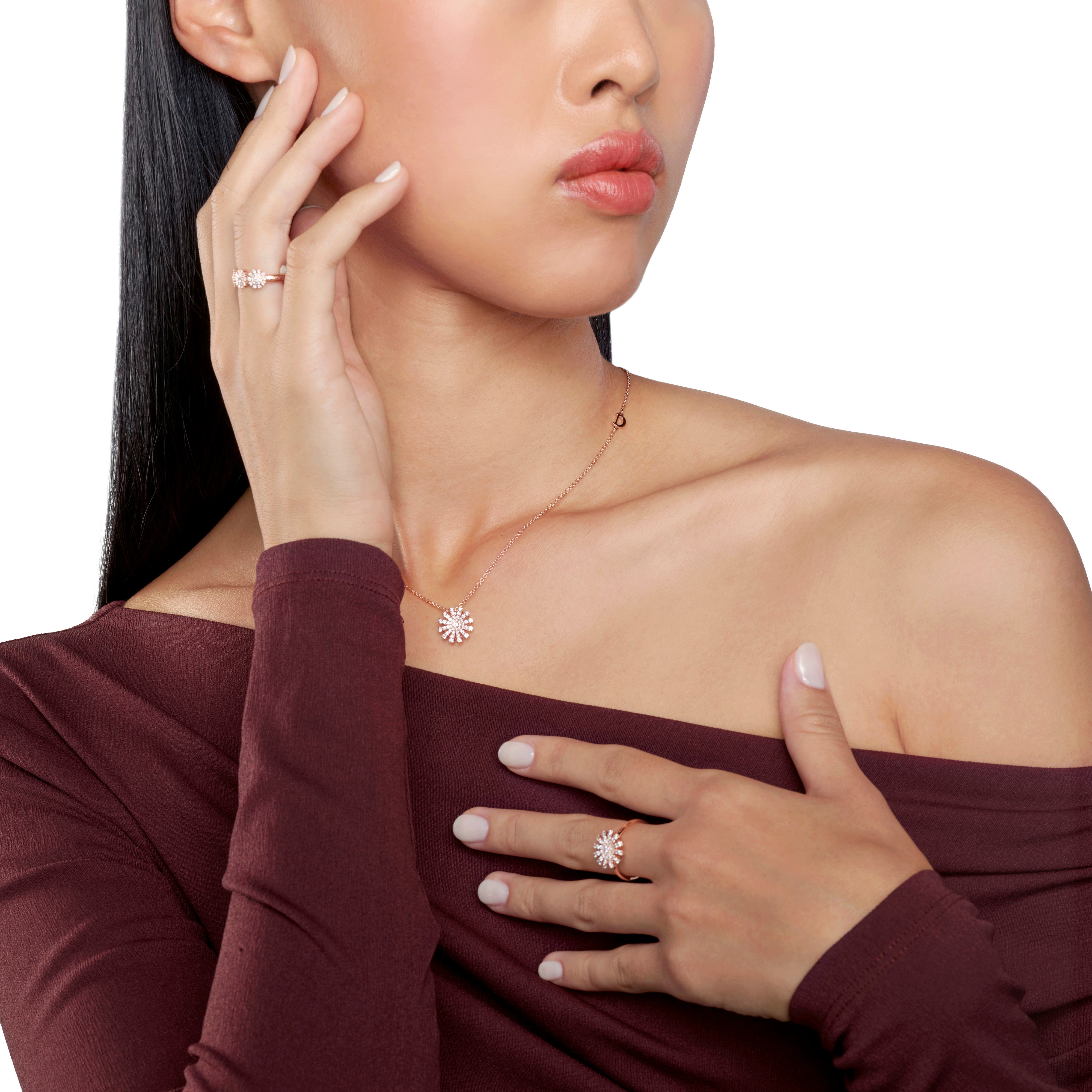 ピンクゴールドとダイヤモンドのリング、12 mm - Damiani MARGHERITA